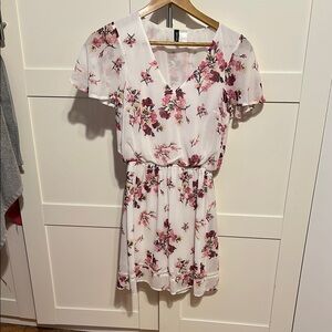 Divided Pink Flutter Sleeve V-Neck Mini Dress